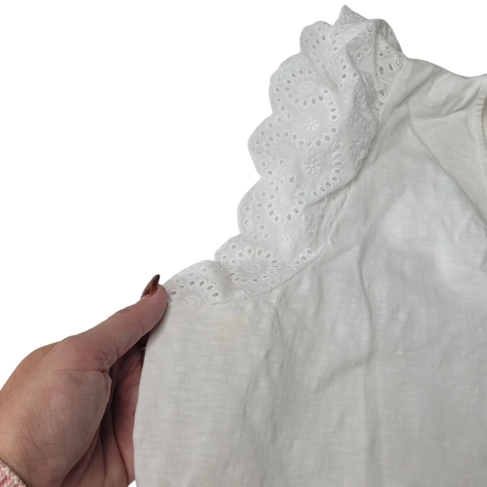 BODEN Broderie Mix Jersey Maxi Dress US 14 White Tiered Frill Sleeve V-Neck - Picture 14 of 14